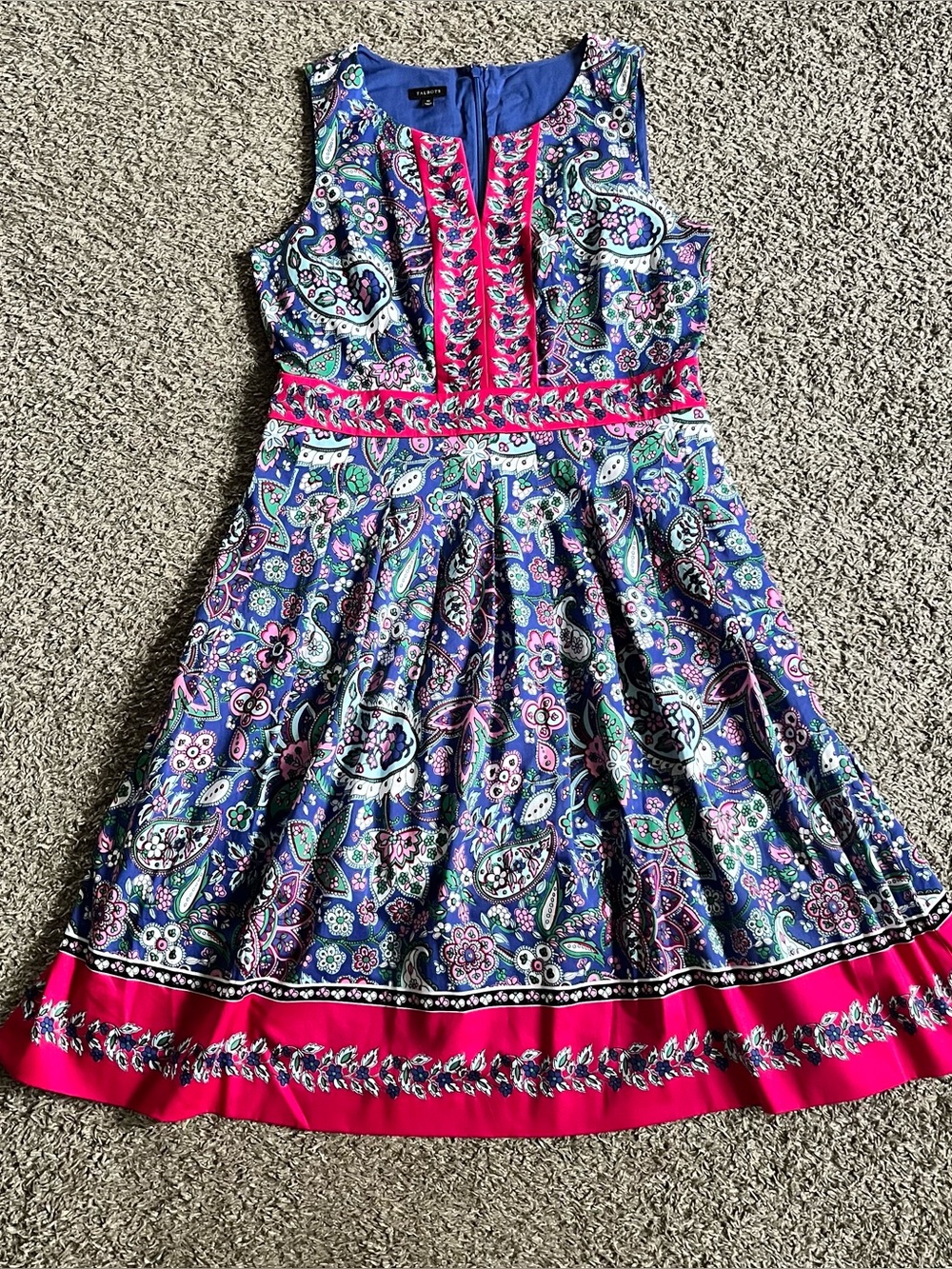 Talbots Fit & Flare Floral Sleeveless Midi Dress Size 10 Paisley Modest Preppy